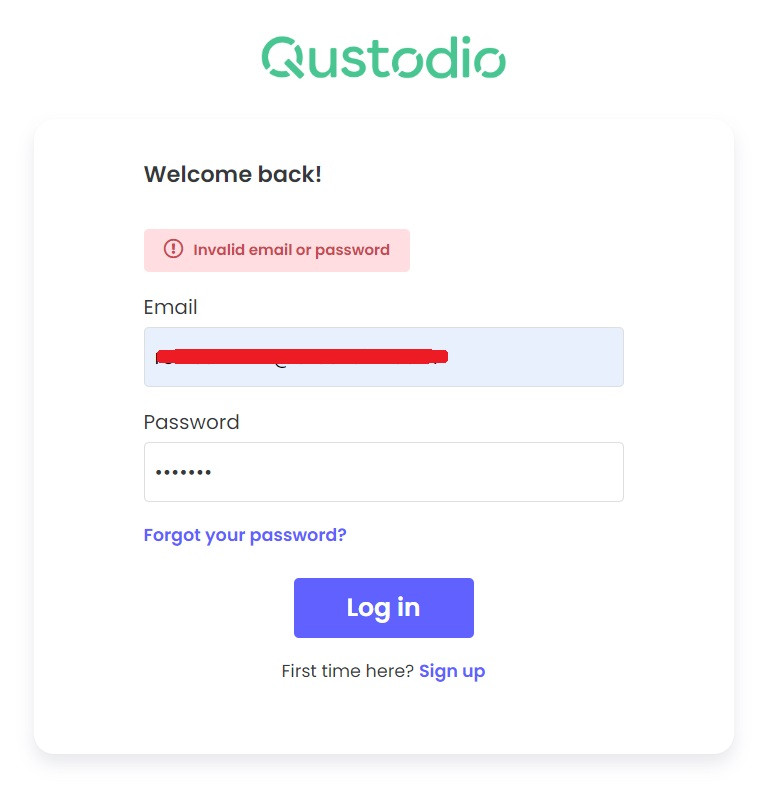 Qustodio invalid login